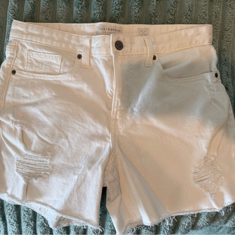 Lucky Brand White Distressed Denim Cutoff Shorts